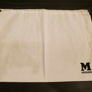MISSONI Drawstring Dust Bag White With Black Logo Lettering 11.5" x 16"
